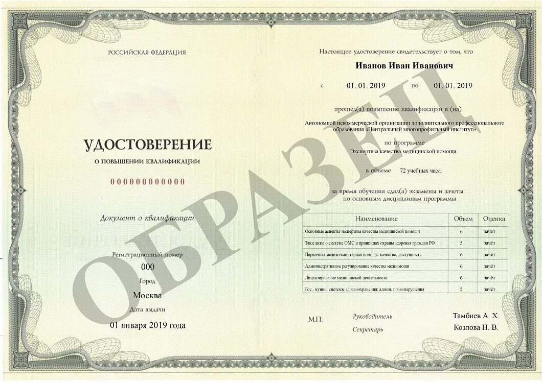 Повышение квалификации экспертиза
