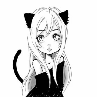 Как нарисовать девочку кот