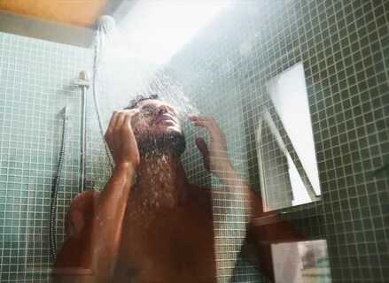 He is showering