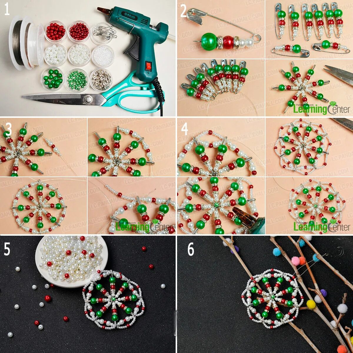 поделки с пенопластовыми шариками. новогодние игрушки из бус. новогодние украшения из проволоки. шар из бусин. елочные игрушки из проволоки.