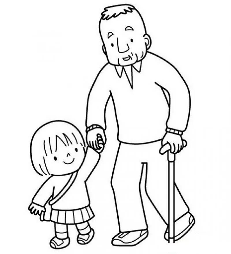 Как нарисовать дедушку. Раскраска дед и внук. Дедушка рисунок. Раскраска дедушка и внучка. Дедушка раскраска для детей.