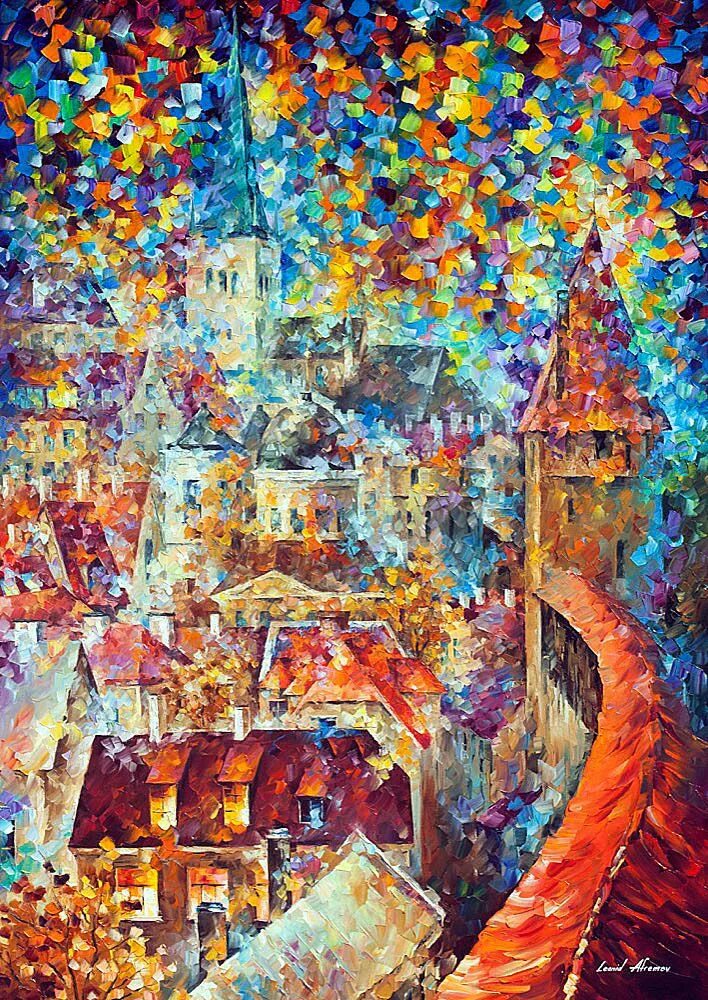 Масляная техника. Алмазная мозаика Афремов. Город красками. Мозаика масляной краской.