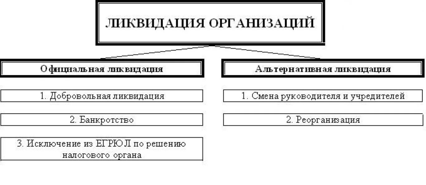 Виды ликвидации предприятия