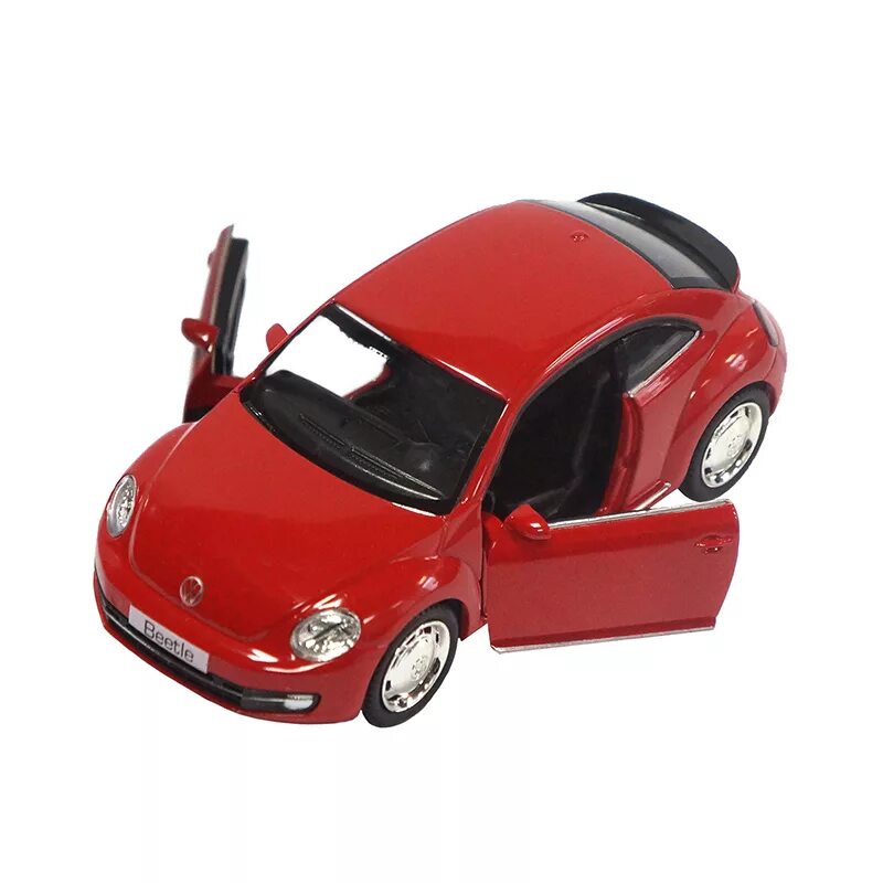 Красная машинка 1. Легковой автомобиль Pit stop Volkswagen New Beetle 2012 (PS-554023) 1:32 13 см. Игрушка машина. Красная игрушечная машина. Маленькие Игрушечные машинки.