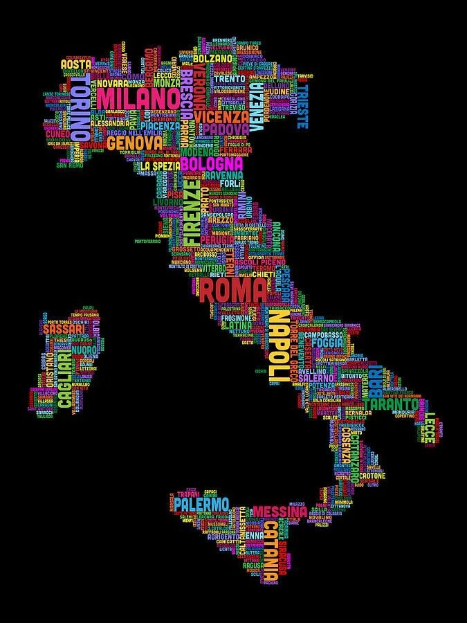 Text to map. Карта италии. trip around italy graphic map.