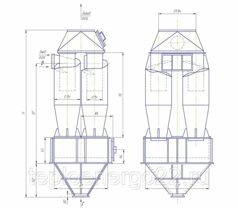 Циклон 4бцш-550. Циклон золоудаления ЦН-15-500-4уп.