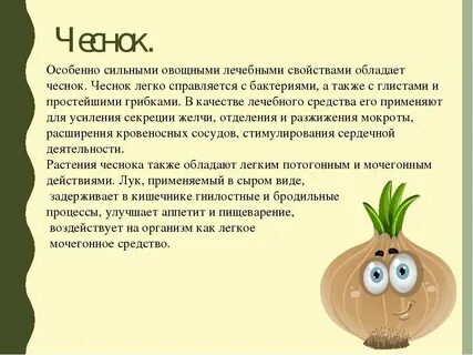 Лечебные свойства овощей