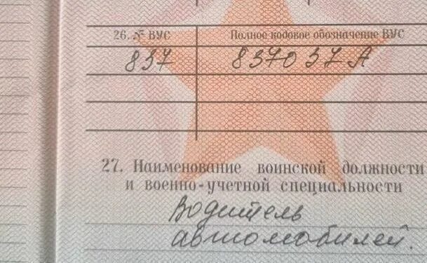 Полное кодовое обозначение вус. Военно-учётная специальность. вус 837. военно учетная специальность в военнике. вус военно учетная специальность.