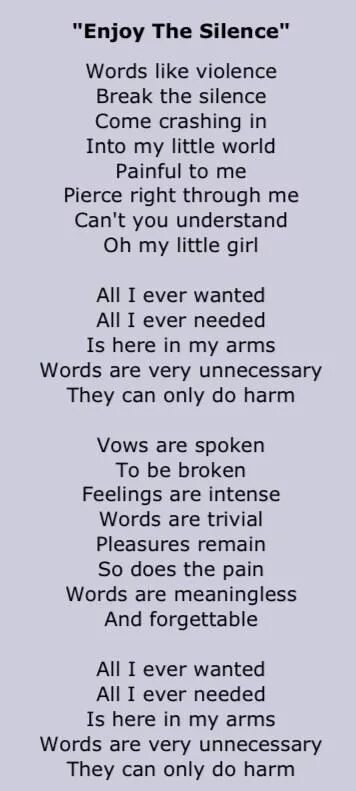 Музыка слова мода. Depeche Mode enjoy the Silence текст. Enjoy the Silence Depeche Mode 2004 текст. Слова песни enjoy the Silence. Depeche Mode enjoy the Silence текст песни.