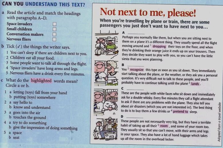 Headings in the text. Heading. Multimedia Magic. Read the text and Match the headings. Tick the things the writer says you can't Sleep if there are children next to y.