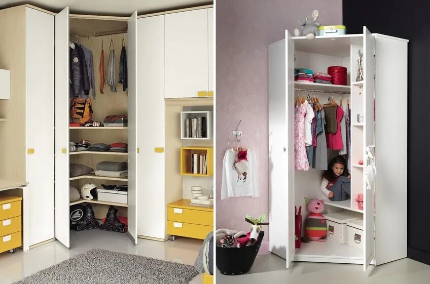 Шкаф маленький. Вместительный шкаф для маленькой комнаты. Детский угловой шкаф. Вместительный детский шкаф.