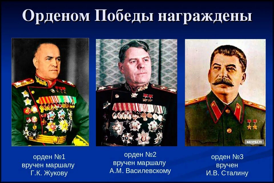 Кто первый получил орден. Награждены орденом Победы военноначальники. Маршал советского Союза кавалер ордена Победы. Кавалеры ордена Победы Василевский. Маршал советского Союза награжденный орденом победа.