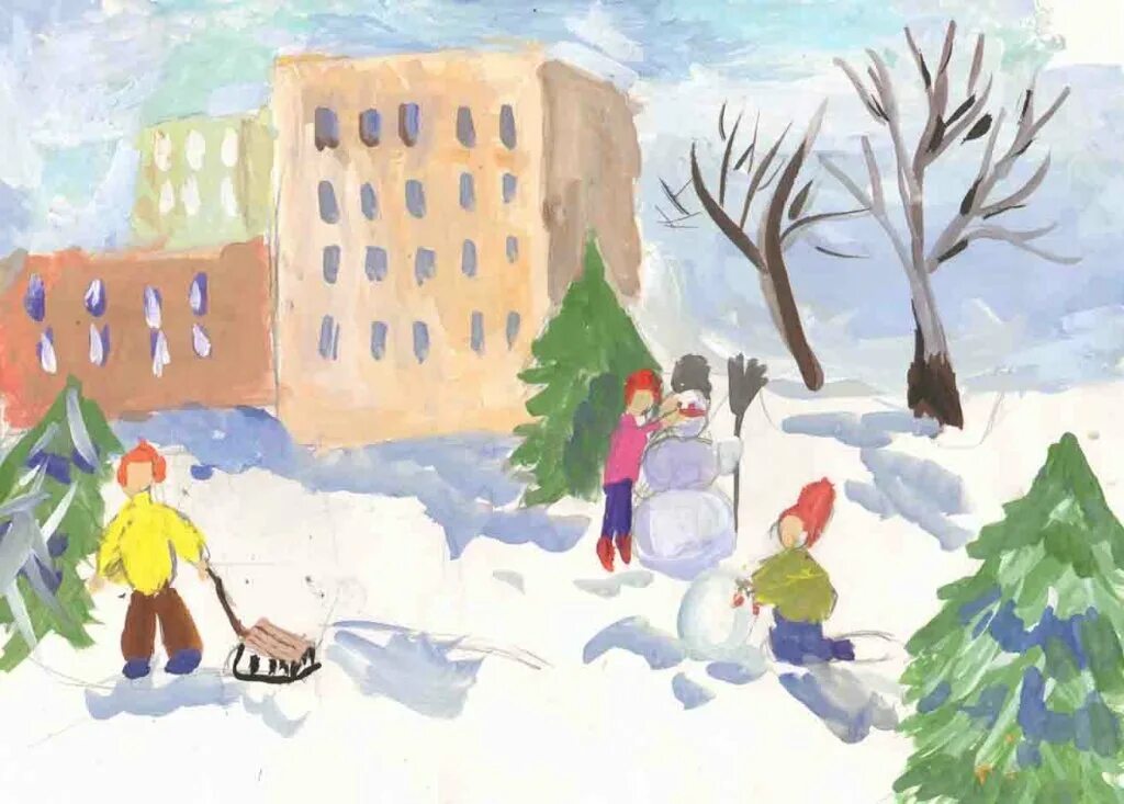 Рисунок красота зимы. Рисование для детей зимний город. Рисунок на тему зима. Детские рисунки на тему зима в городе. Зимний городской пейзаж для детей.