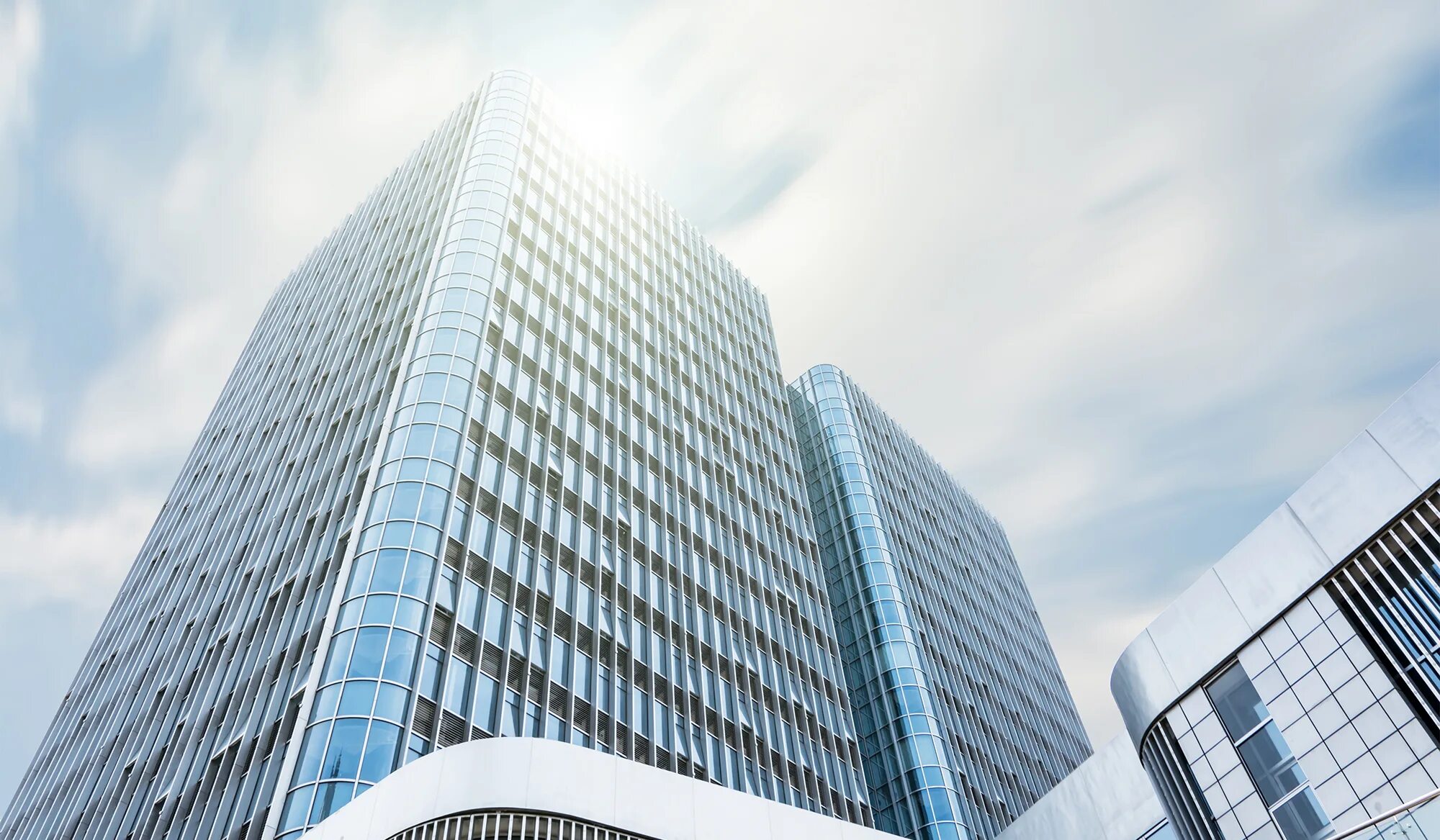 Архитектура абстракция. Небоскребы на голубом фоне. Небоскреб. Красивые стеклянные здания. Building invest.