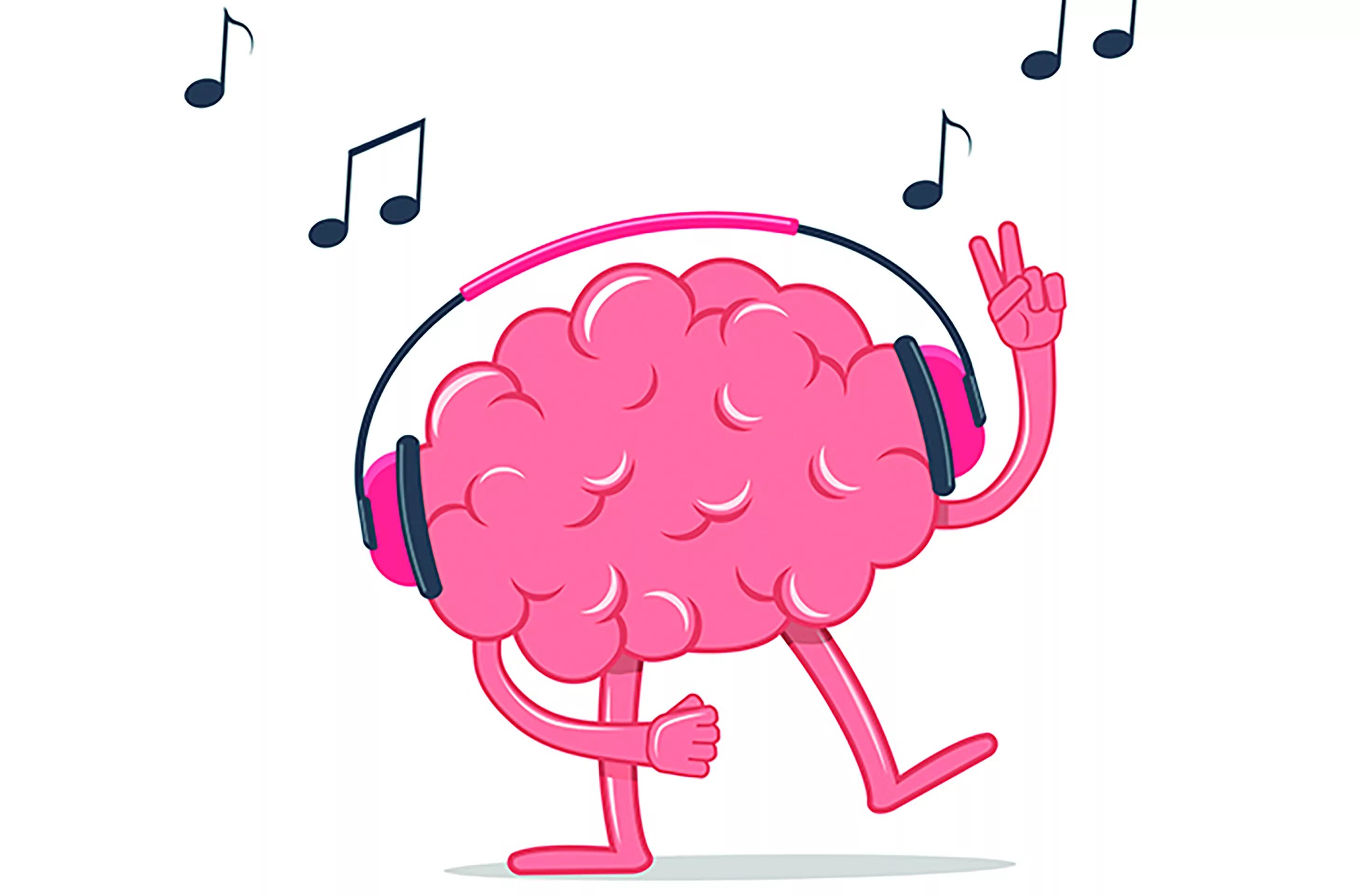 Музыка для памяти мозга слушать. Мозг в наушниках. Мозг с наушниками. Мозг танцует. Мозг мультяшный.