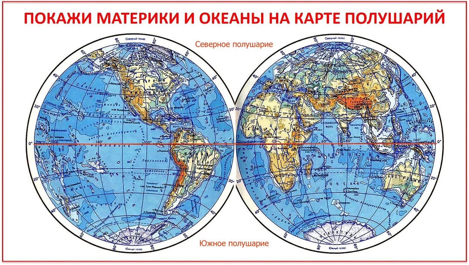 Глобус физическая карта полушарий. Физическая карта Северного и Южного полушарий. Физическая карта полушарий 7 класс атлас география.