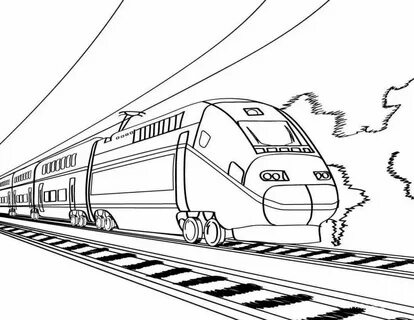Фото Восхитительная страница раскраски поезда с ласточками для детей.