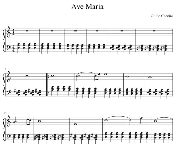 Maria caccini. Ave Maria Caccini Ноты для фортепиано. Ave Maria Каччини Ноты.