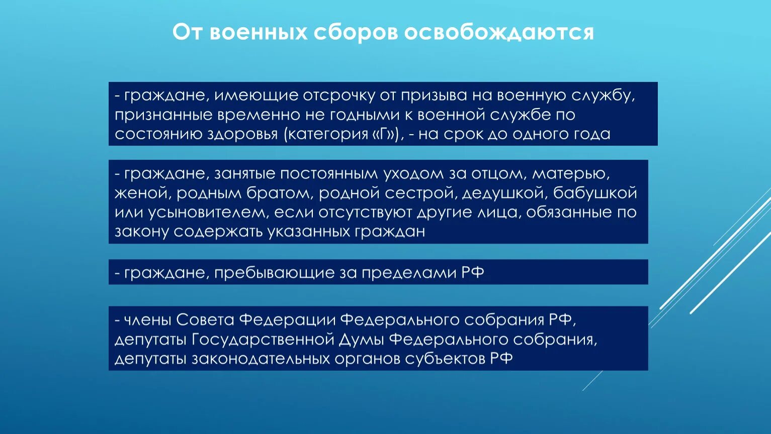 Негодными к военной службе по состоянию здоровья. Граждан, признанных негодными к военной службе:. Отсрочка от призыва на военную службу. Отсрочка от призыва на военную службу срок. Право на отсрочку от призыва на военную службу имеют граждане.