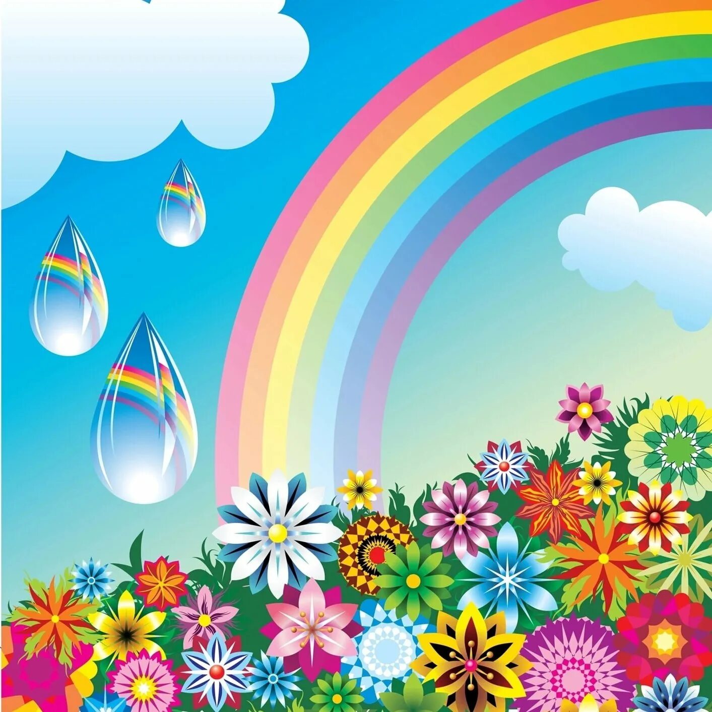 Разноцветное лето. Лето Радуга. Летний рисунок для детей. Цветы радуги.