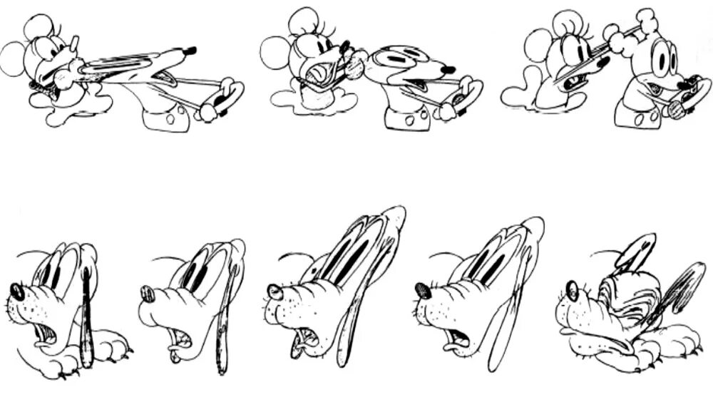 Какие способы мультипликации можно использовать. 12 Принципов сжатие и растяжение (Squash and stretch). Мультипликация иллюстрация. Сжатие и растяжение в анимации. Раскадровка движения персонажа.