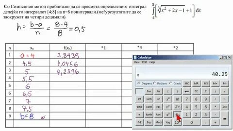Интегралы методом симпсона