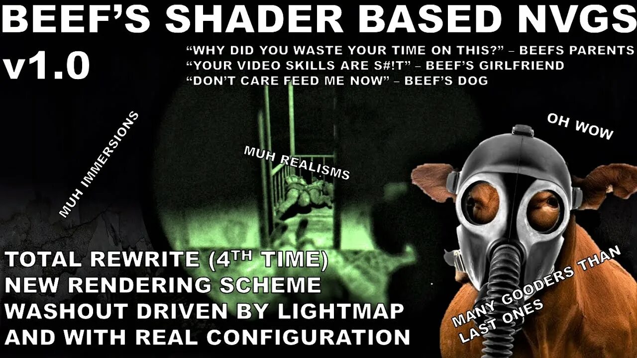 ПНВ от Beef Stalker Anomaly. Beef's Shader based NVGS V1.1.1. Beefs NVGS. NVGS. Shader compilation failed