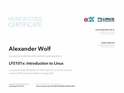 Certificate linux