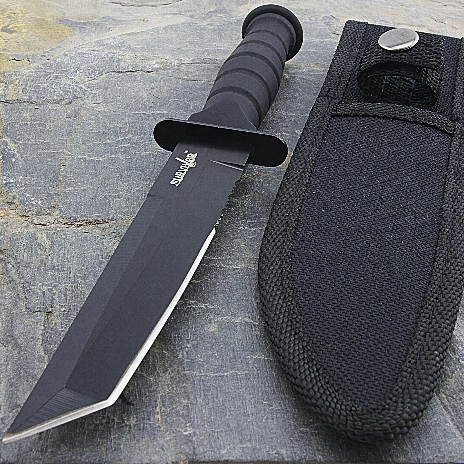 7.5 Military Tactical Combat Knife w/ Sheath Survival Hunting Bowie fixed Blade. Короткий меч танто. Нож армейский - АН 2248. Нож танто Тактикал.