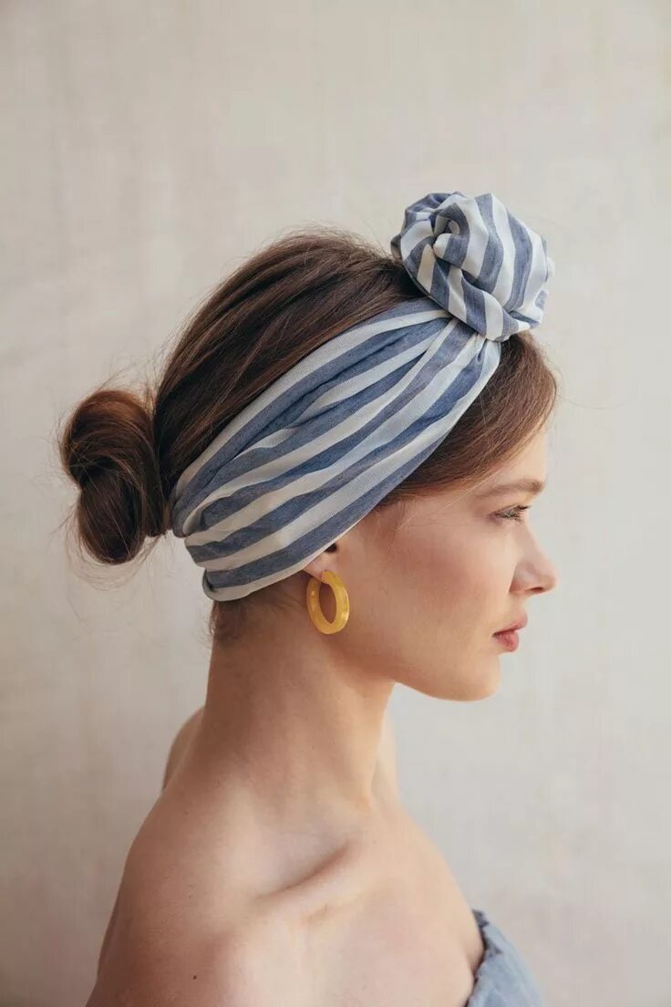 Turband - Denim Stripe Scarf hairstyles, Headband hairstyles, Womens hairstyles