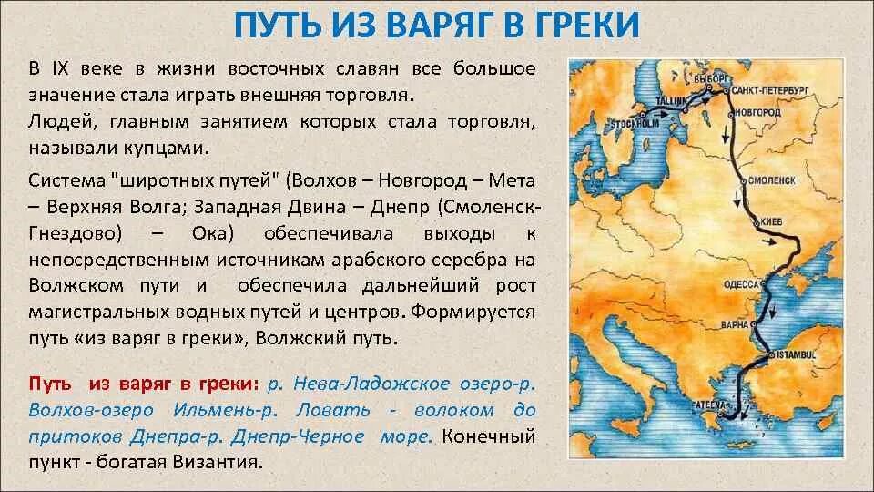Почему торговый путь. Важнейший торговый путь из варяг в греки. путь из варяг в греки восточных славян кратко. сообщение по истории 6 класс на тему путь из варяг в греки. торговые пути славян из варяг в греки.