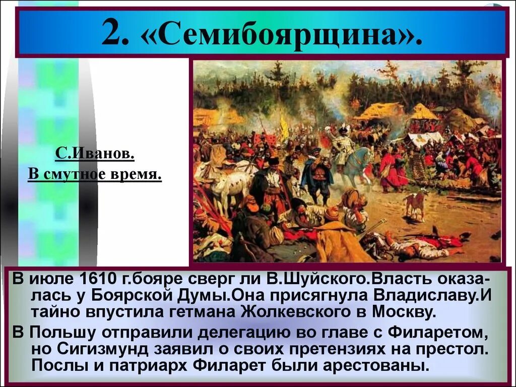 Почему народ в годы смуты. Семибоярщина 1610-1610 бояре. Смута 1613. Лжедмитрий 2 Семибоярщина. Смутное время.