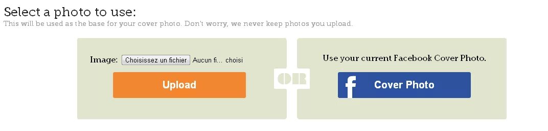 Upload your photo. Upload cover facebook.