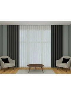 Siyah Fonlu Tül Dikey Perde 