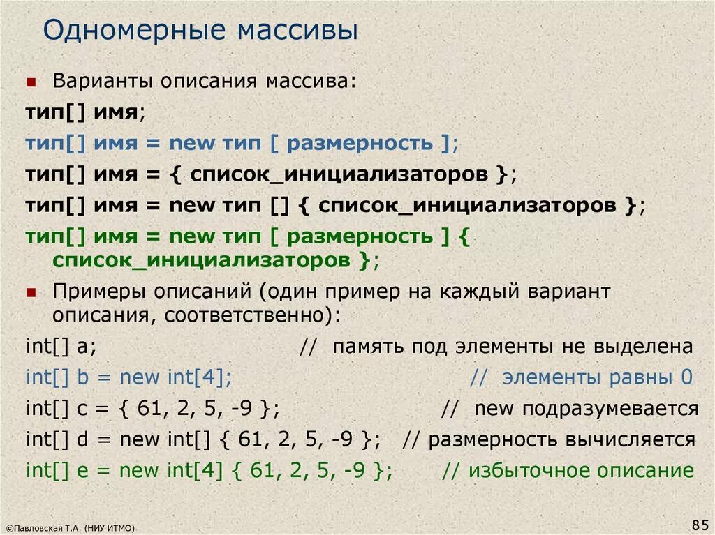 Опишите данный массив. Одномерный массив. Описание массива пример. Описание одномерного массива. Одномерный массив пример.