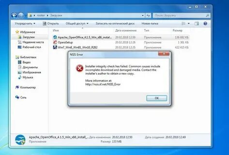 Installer integrity check has failed