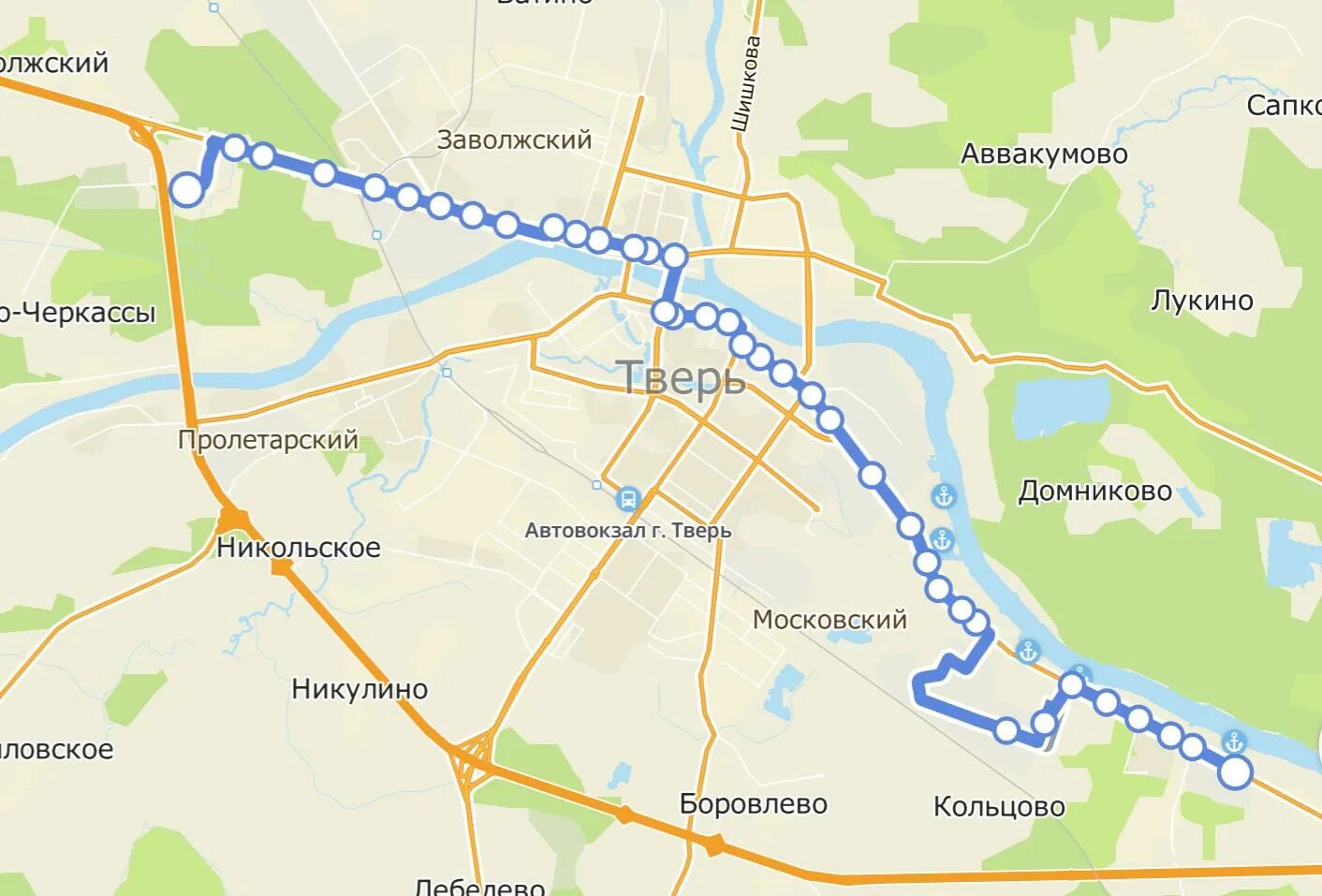 Маршрут 233 тверь. Тверь маршрут николо малица. 204 автобус маршрут. химинститут тверь. николо-малица тверь на карте.