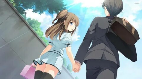 Download Girl And Boy Holding Hands Anime Wallpaper | Wallpapers.com.