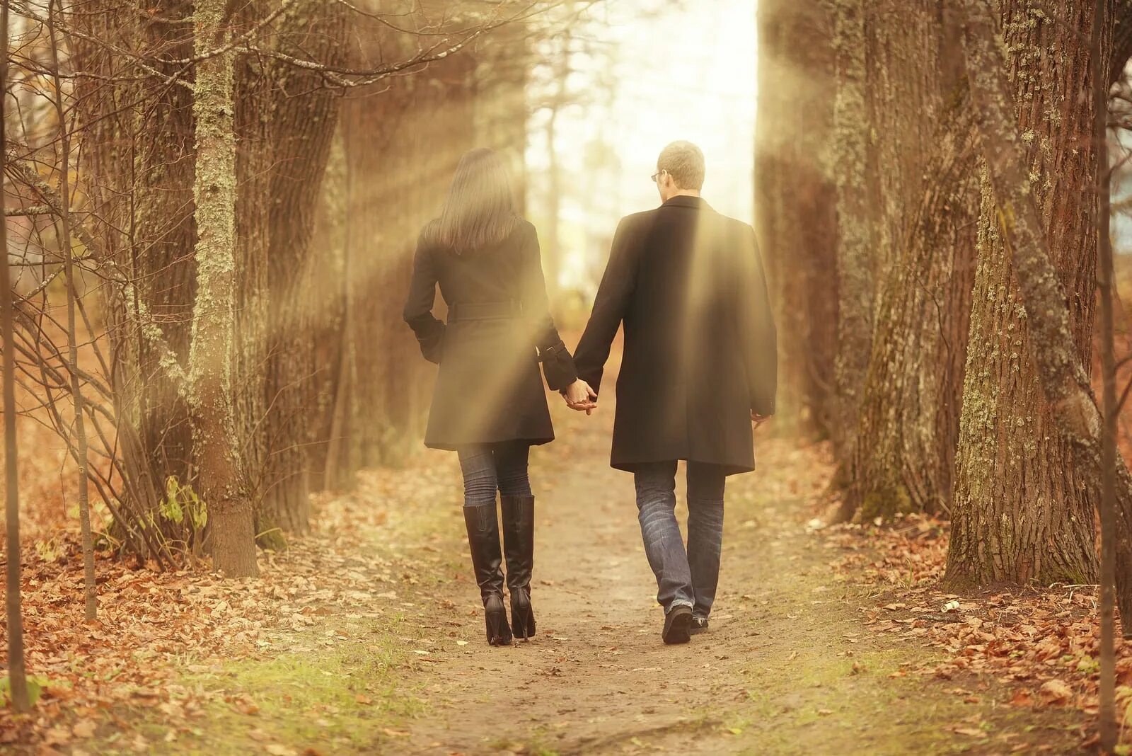 Двое гуляем. Двое в парке. Осенняя встреча. Мужчина и женщина в осеннем парке. Двое гуляют.