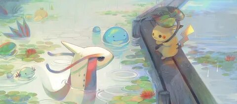 Rainy day - Art, Pokemon, Anime, Anime art, Rain, Pikachu, Drawing.