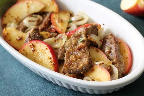 Куриная печень жареная с яблоком