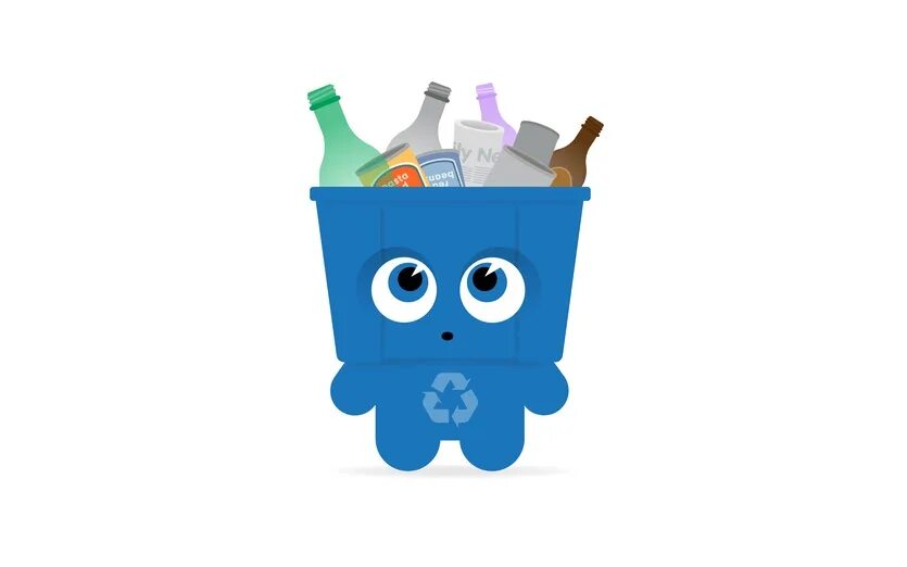 We should recycle. Put your rubbish in the bin. Funny rubbish bin. Recycling good. Throw away rubbish.