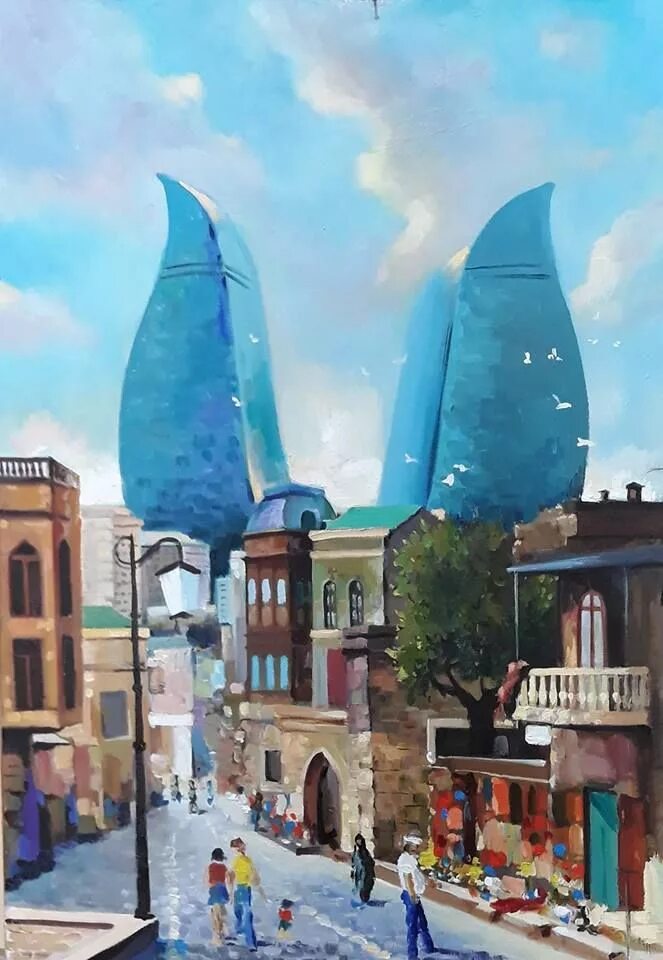 Baku art. Баку арт. Баку арты. Художник Намик Азербайджан. Baku City живопись фиолетового цвета.