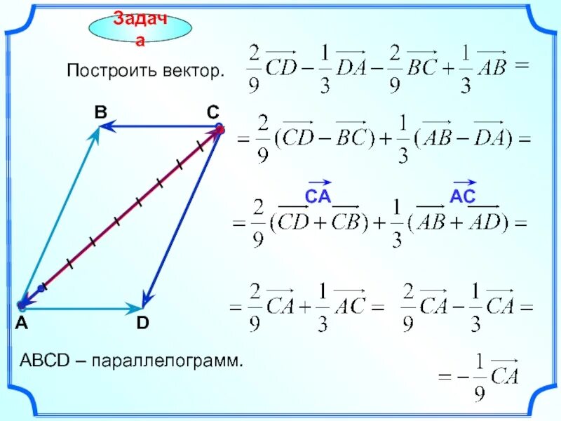 Найти сумму векторов параллелограмма. Построить вектор. построение векторов. векторы в параллелограмме. векторное умножение.