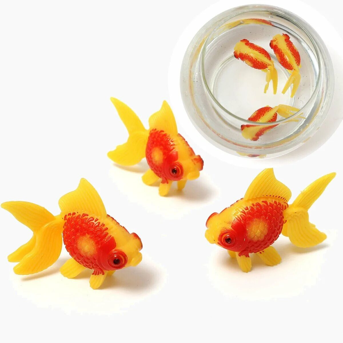 Золотая рыбка в аквариуме. Пластмассовые рыбки. Декоративные рыбки для аквариума. Рыбки игрушки для детей.