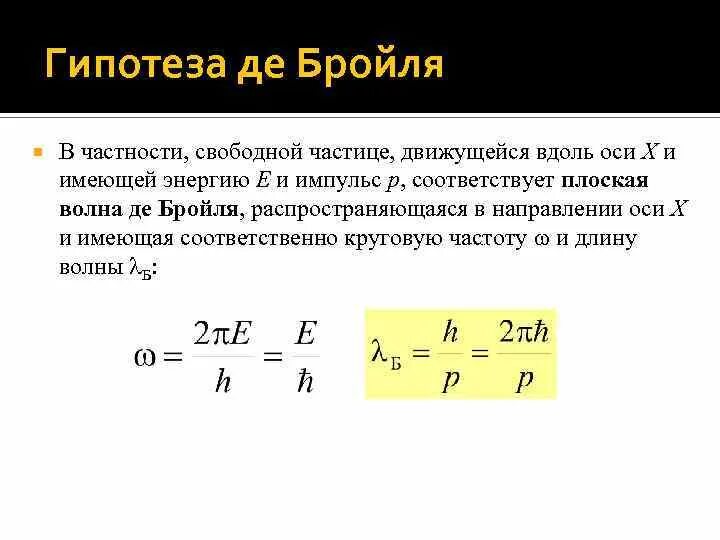 Гипотеза Луи де Бройля формула. Постулаты Бора гипотеза де Бройля. Сформулируйте гипотезу де Бройля. Экспериментальное подтверждение гипотезы де Бройля.