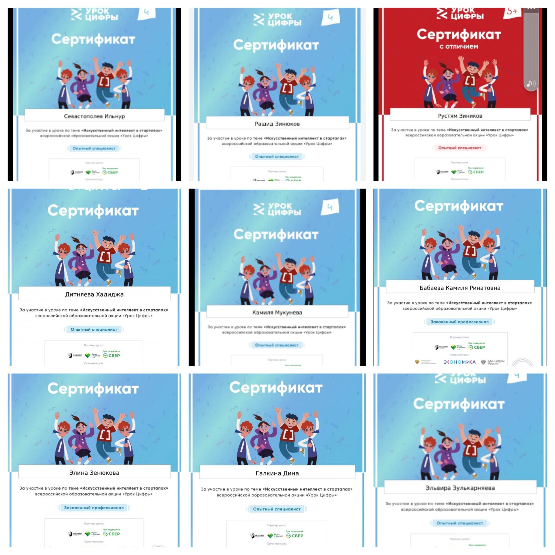 Урок цифры опытный специалист. Сертификат урок цифры. Урок цифры герои. Урок цифры персонажи имена.