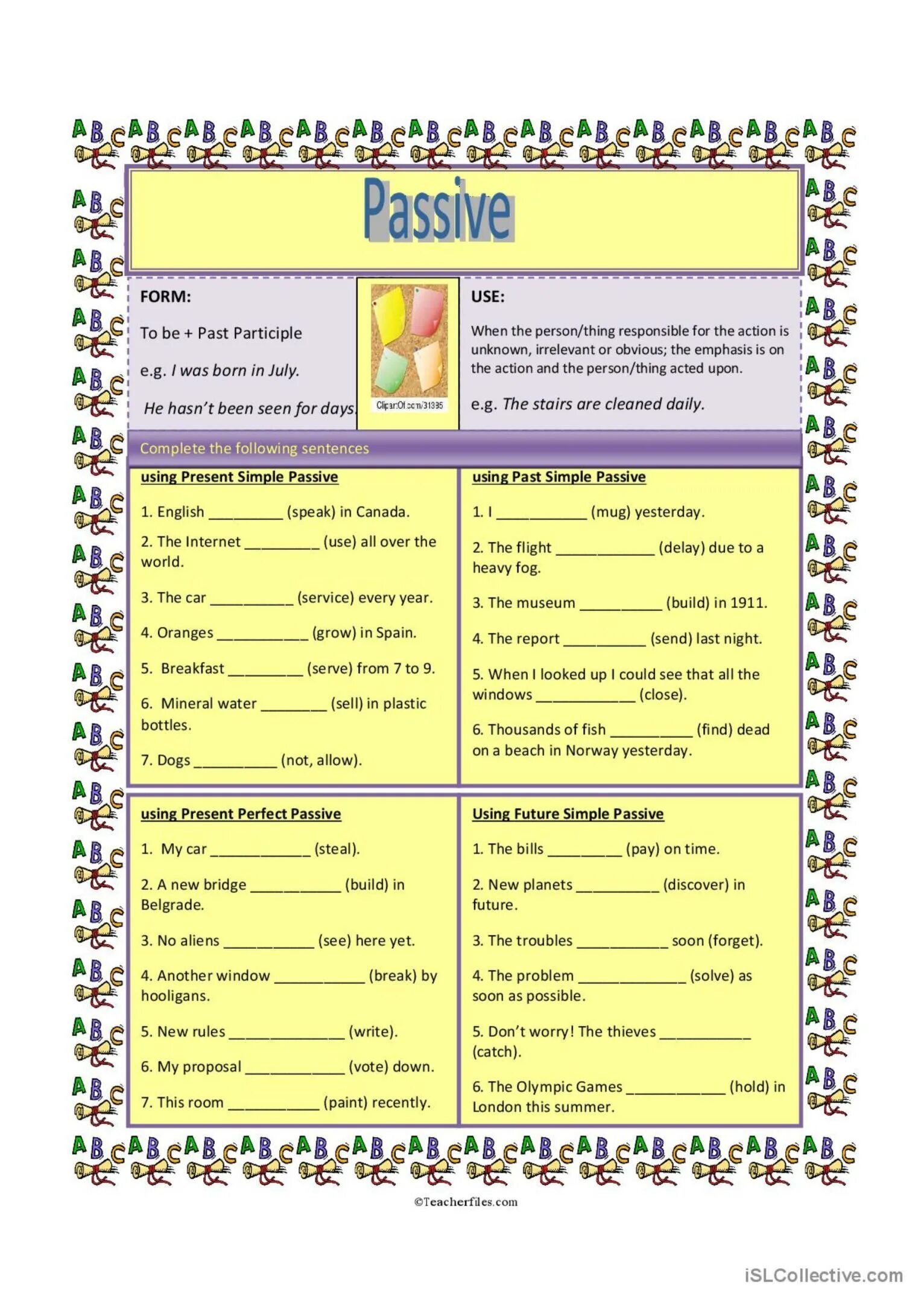 Present past future passive упражнения. Passive Voice present в английском Worksheets. Passive Voice в английском exercises. Пассивный залог в английском языке Worksheets. Пассивный залог в английском языке упражнения.