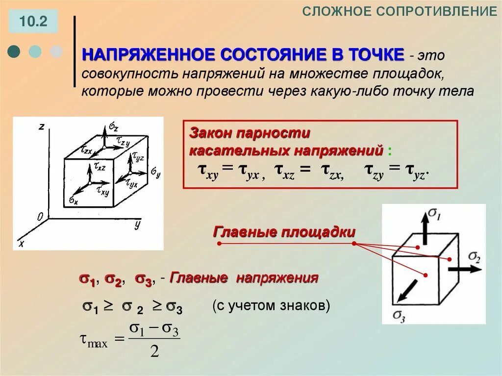 Виды напряжений высокое. Теория наибольших касательных напряжений формула. Напряженное состояние в точке тела. Понятие о напряженном состоянии в точке. Напряженное состояние сопромат.