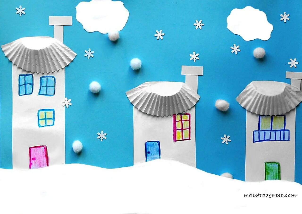 детская аппликация зима. зимняя аппликация. зимняя аппликация. аппликация на тему зима. поделки из ватных дисков.